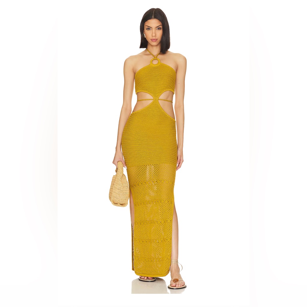 Tularosa Yellow Halter Cutout Dress